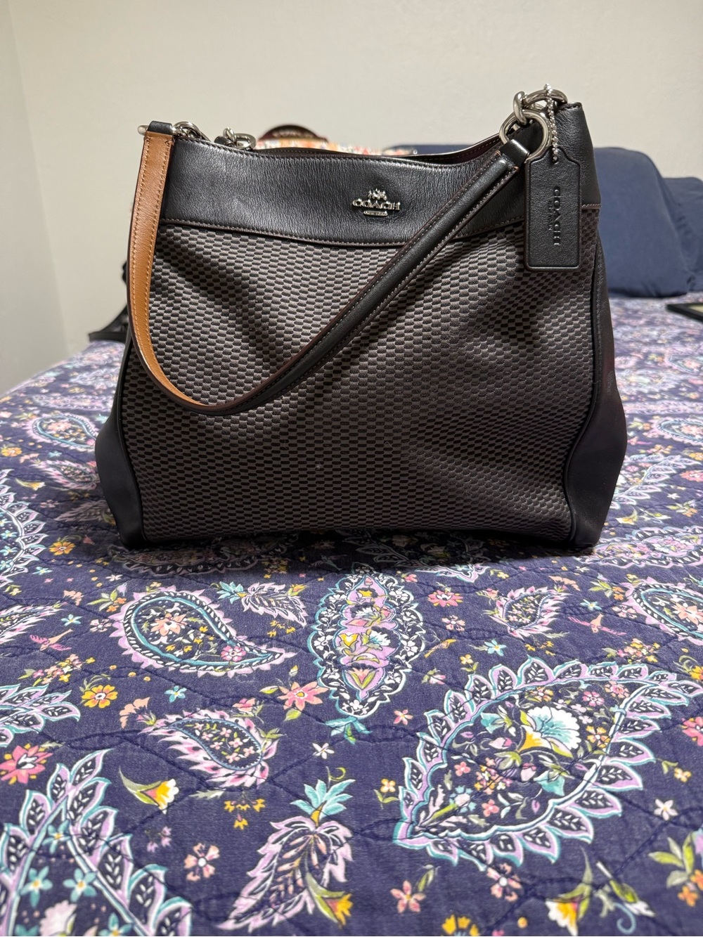 Coach Black and Brown Textured Tote